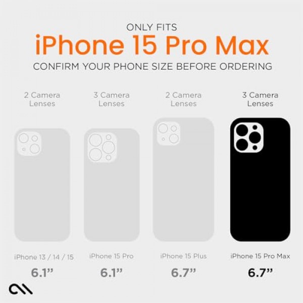 Case-Mate 터프 클리어 iPhone 15 Pro Max 케이스 [16피트 D3O 낙하 보호] [무선 충전 호환] iPhone 15 Pro Max 6.7용 휴대폰 케이스, 충격 방지 소재, 노란색 방지, 긁힘 방지 기술