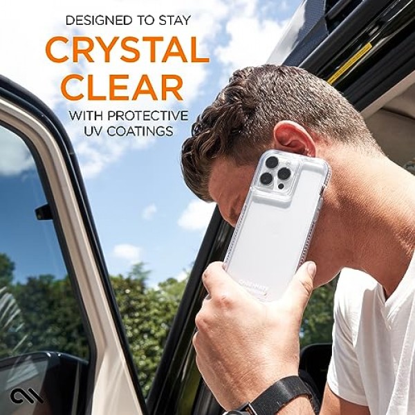 Case-Mate 터프 클리어 iPhone 15 Pro Max 케이스 [16피트 D3O 낙하 보호] [무선 충전 호환] iPhone 15 Pro Max 6.7용 휴대폰 케이스, 충격 방지 소재, 노란색 방지, 긁힘 방지 기술
