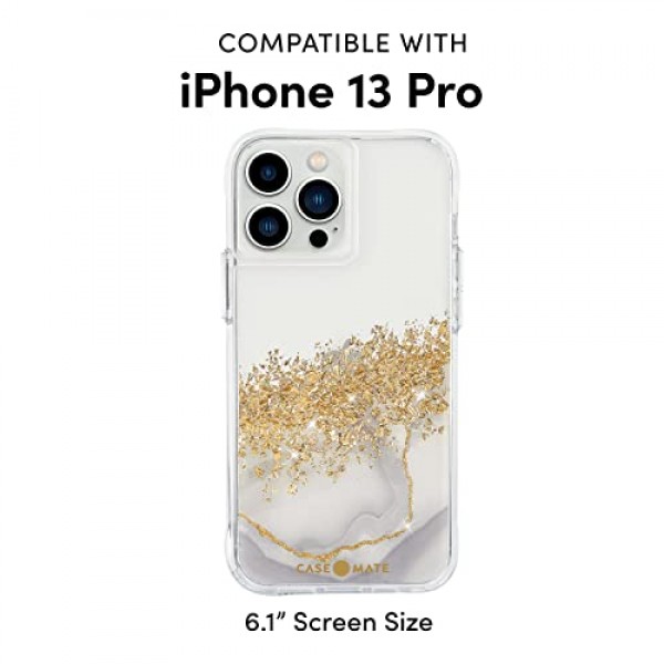 Case-Mate iPhone 13 Pro 케이스 - Karat Marble [10피트 낙하 보호] [무선 충전 호환] iPhone 13 Pro 6.1용 귀여운 블링 스파클 럭셔리 커버, 긁힘 방지, 충격 흡수, 슬림 핏