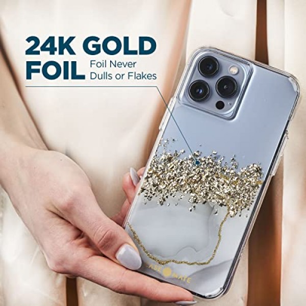 Case-Mate iPhone 13 Pro 케이스 - Karat Marble [10피트 낙하 보호] [무선 충전 호환] iPhone 13 Pro 6.1용 귀여운 블링 스파클 럭셔리 커버, 긁힘 방지, 충격 흡수, 슬림 핏