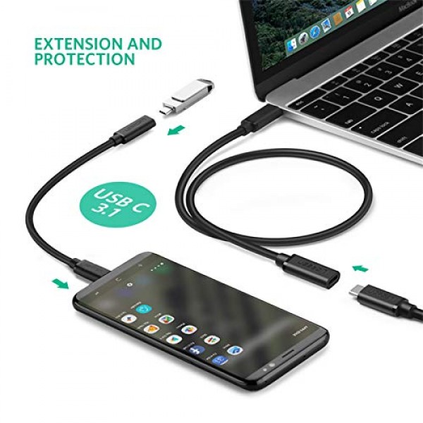 UGREEN USB 유형 C 연장 케이블(10Gbps), USB 3.2 유형 C 남성-여성 고속 충전, MacBook Pro iPad Pro와 호환 Dell XPS 표면 스위치 DJI Mavic 동글 허브, 1.5FT
