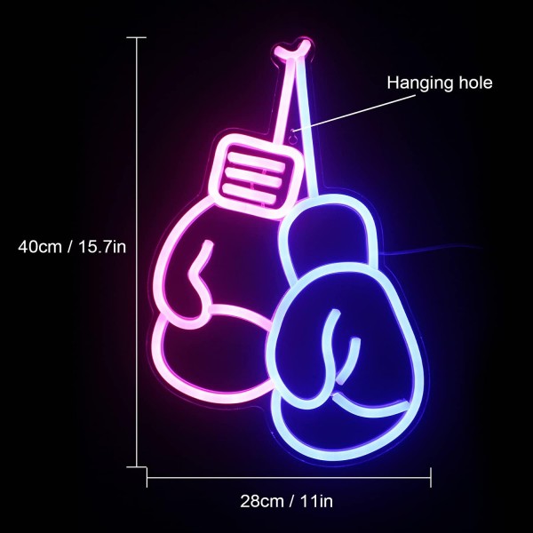SIGNSHIP 권투 장갑 벽 장식에 대 한 네온 빛 핑크 블루 LED 네온 사인, USB 권투 장갑 권투 체육관에 대 한 네온 사인 휘트니스 침실 장식 남자를 위한 선물 핑크 블루 권투