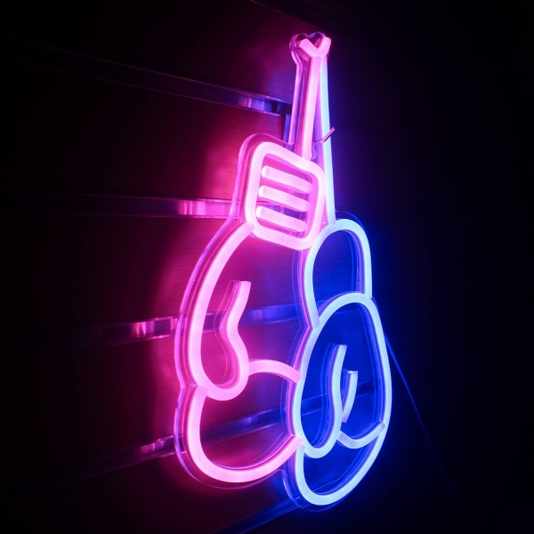 SIGNSHIP 권투 장갑 벽 장식에 대 한 네온 빛 핑크 블루 LED 네온 사인, USB 권투 장갑 권투 체육관에 대 한 네온 사인 휘트니스 침실 장식 남자를 위한 선물 핑크 블루 권투