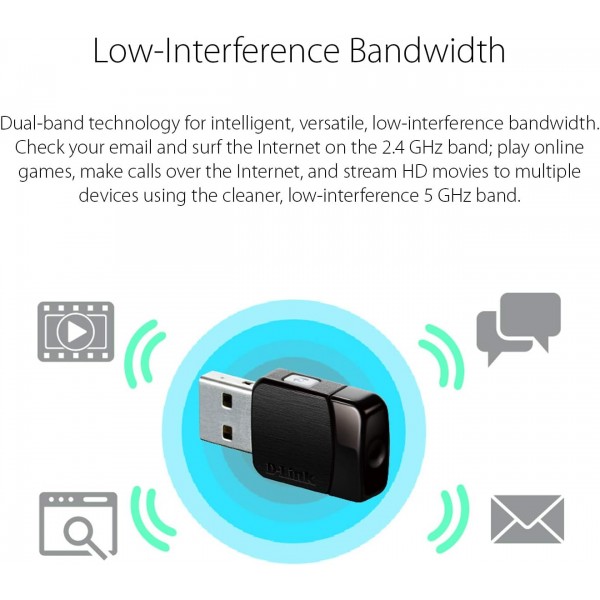 D-Link DWA-171 Nano WLAN-USB 어댑터(무선 AC 표준, 433Mbit/s) 및 DWA-131 WLAN Nano USB-Stick(bis 300Mbit/s, WPA/WPA2, WPA3 ab Windows 10/OS X 10.14 /리눅스 4.17)