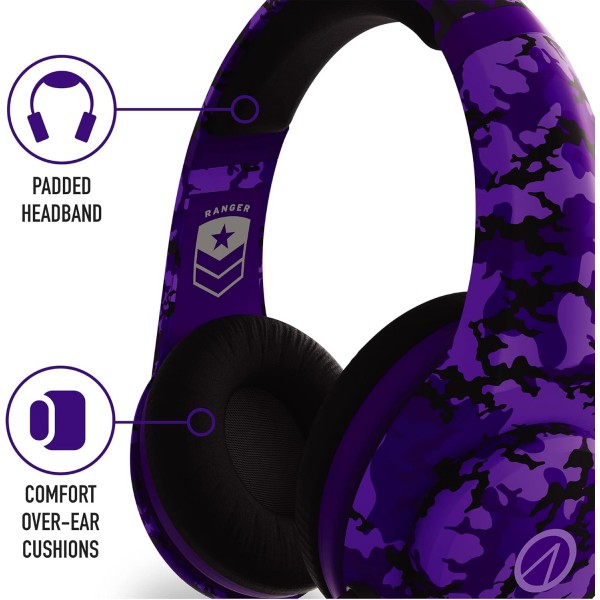 Stealth Ranger Royal Camo Over-Ear 게임용 헤드셋 PS4/PS5 XBOX Nintendo Switch PC with Flexible Mic 3.5mm 잭 1.5m 케이블 가볍고 편안하며 내구성이 뛰어남