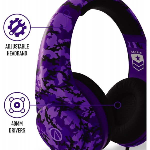Stealth Ranger Royal Camo Over-Ear 게임용 헤드셋 PS4/PS5 XBOX Nintendo Switch PC with Flexible Mic 3.5mm 잭 1.5m 케이블 가볍고 편안하며 내구성이 뛰어남