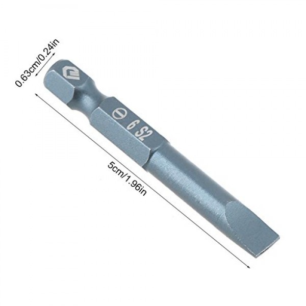 10pcs 50mm 홈 붙이 스크루 드라이버 비트 세트 자기 플랫 헤드 1/4 인치 육각 생크, S2 합금강 H6.3  50  SL6mm