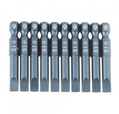 10pcs 50mm 홈 붙이 스크루 드라이버 비트 세트 자기 플랫 헤드 1/4 인치 육각 생크, S2 합금강 H6.3  50  SL6mm