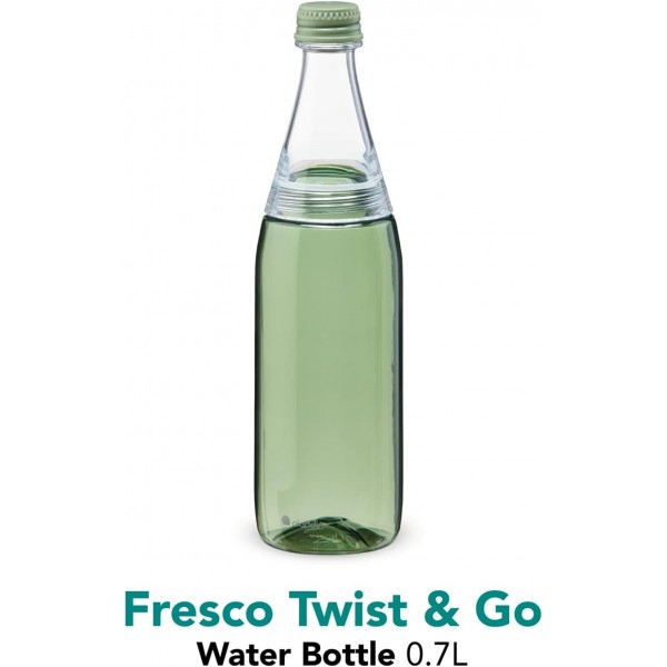 Aladdin Fresco Twist & Go 탄산 물병 적합 700ml - BPA 무료 물병 - 식기세척기 안전 - 누출 방지 - 어린이, 학교, 스포츠, 피트니스, 야외용 - 세이지 그린