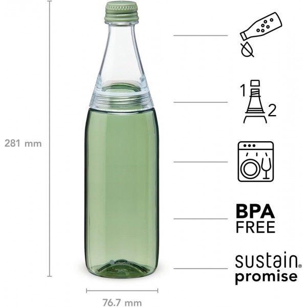Aladdin Fresco Twist & Go 탄산 물병 적합 700ml - BPA 무료 물병 - 식기세척기 안전 - 누출 방지 - 어린이, 학교, 스포츠, 피트니스, 야외용 - 세이지 그린