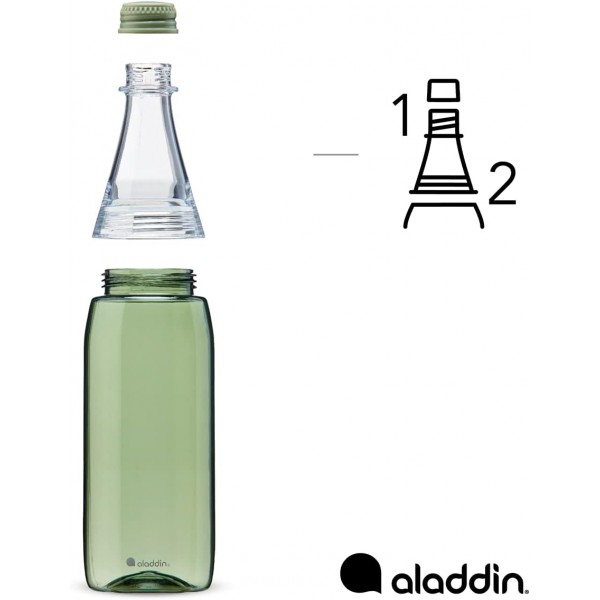 Aladdin Fresco Twist & Go 탄산 물병 적합 700ml - BPA 무료 물병 - 식기세척기 안전 - 누출 방지 - 어린이, 학교, 스포츠, 피트니스, 야외용 - 세이지 그린