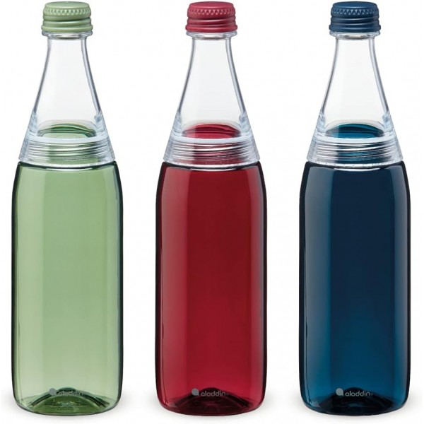 Aladdin Fresco Twist & Go 탄산 물병 적합 700ml - BPA 무료 물병 - 식기세척기 안전 - 누출 방지 - 어린이, 학교, 스포츠, 피트니스, 야외용 - 세이지 그린