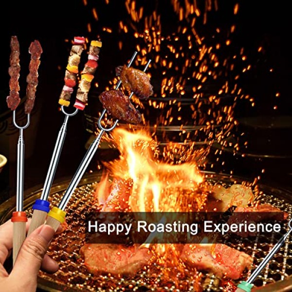 12 팩 화덕용 마시멜로 로스팅 스틱, 화덕용 접이식 스모어 스틱 긴, 마시멜로 스틱 바비큐 도구, 캠프파이어용 핫도그 스틱, TIMDAM 스모어스 꼬치 캠핑 액세서리