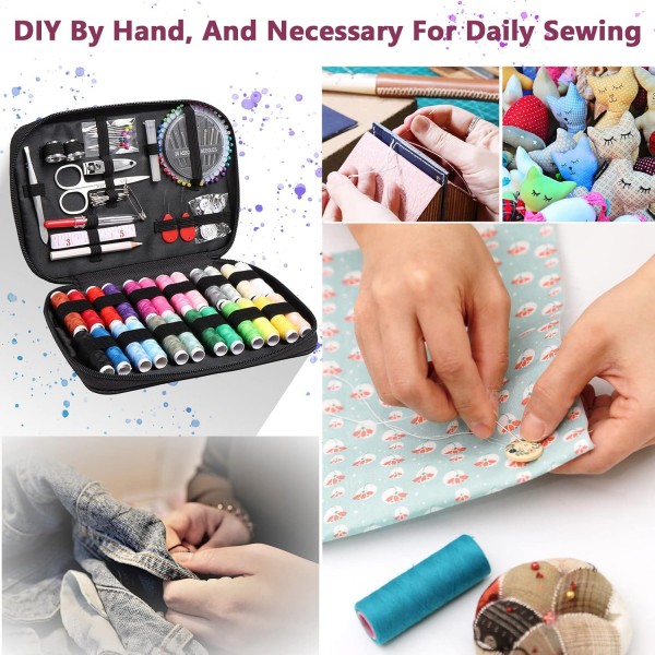 Grenerics sewing kit with,sarastas 130 sewing accessories with,DIY 프리미엄 재봉 용품 종류, 성인, 초보자, 여행 및 비상 상황에 적합 24 스풀, 재봉 바늘 등 장착