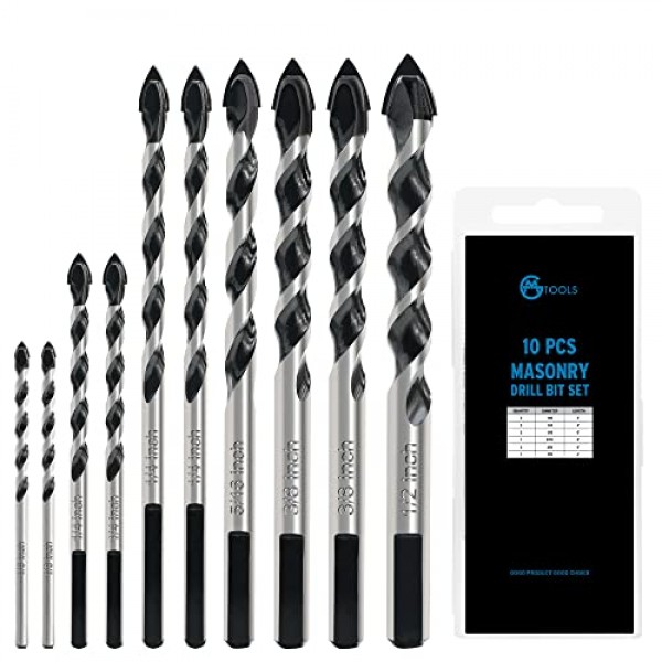 GMTOOLS 10개 벽돌 드릴 비트 세트, 1/8 ~ 1/2