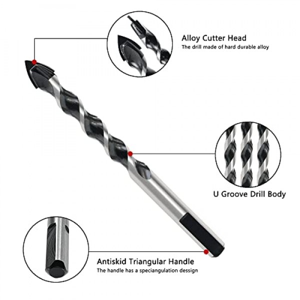 GMTOOLS 10개 벽돌 드릴 비트 세트, 1/8 ~ 1/2
