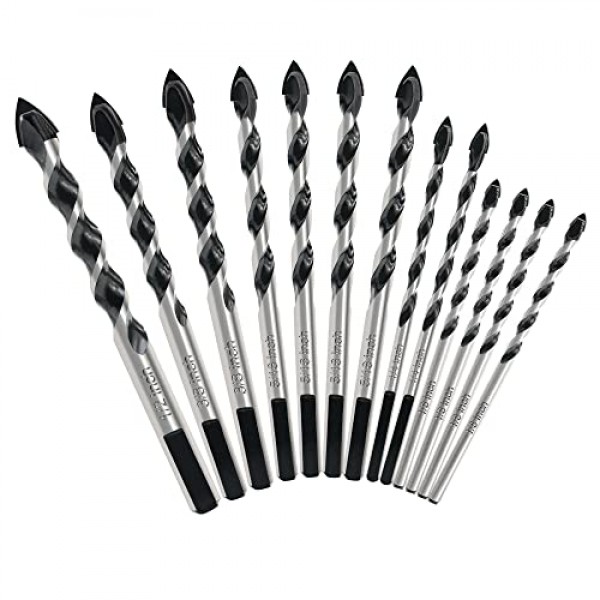 GMTOOLS 10개 벽돌 드릴 비트 세트, 1/8 ~ 1/2