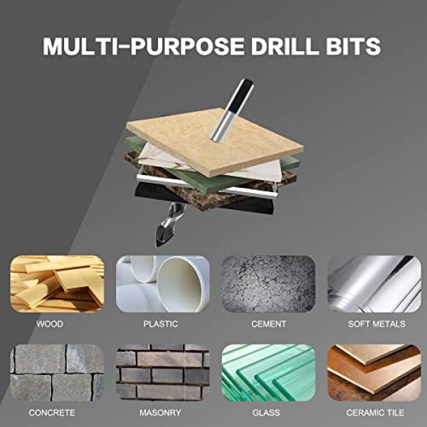 GMTOOLS 10개 벽돌 드릴 비트 세트, 1/8 ~ 1/2