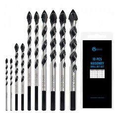 GMTOOLS 10개 벽돌 드릴 비트 세트, 1/8 ~ 1/2