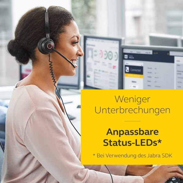 Jabra Engage 50 온이어 스테레오 헤드셋 - Microsoft 인증 디지털 유선 헤드폰 - 소프트폰 및 웹 클라이언트용 패시브 소음 제거 - USB-C 케이블 - 블랙