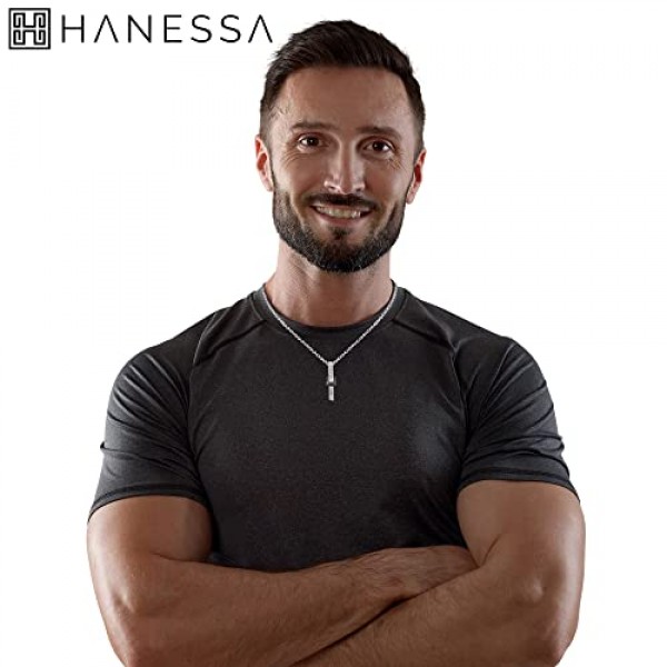 Hanessa 맞춤형 목걸이, 조각 스테인레스 스틸 50 cm, 펜던트 Forever Love Bar, 실버 블랙 골드 - 여성 남성을 위한 맞춤형 목걸이 - 맞춤형 주얼리 여성 남성