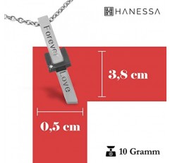 Hanessa 맞춤형 목걸이, 조각 스테인레스 스틸 50 cm, 펜던트 Forever Love Bar, 실버 블랙 골드 - 여성 남성을 위한 맞춤형 목걸이 - 맞춤형 주얼리 여성 남성
