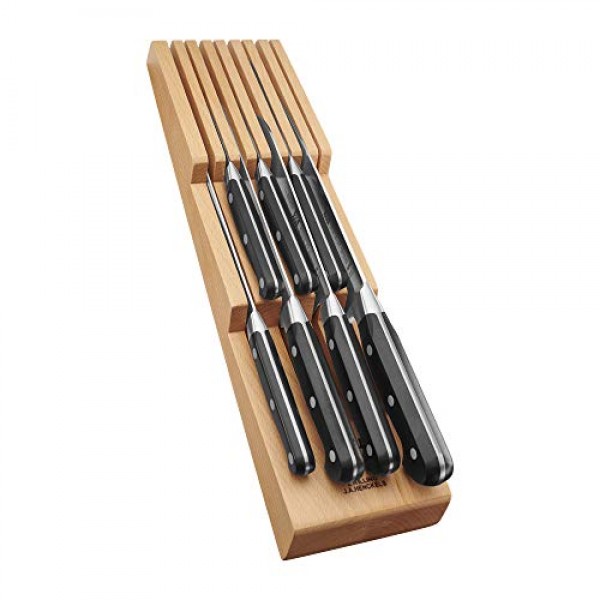 ZWILLING Professional S 10피스 레이저 샤프 독일 블록 나이프 세트, 너도밤나무 서랍형 나이프 트레이 포함, 독일 공장에서 제작, 거의 300년 동안 완성된 특수 포뮬러 스틸 