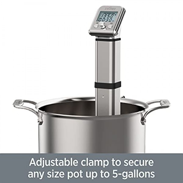 All-Clad EH800D51 Sous Vide 전문 침수 순환기 정확한 요리 결과를 위한 디지털 디스플레이가 있는 슬로우 쿠커, 실버