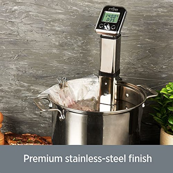 All-Clad EH800D51 Sous Vide 전문 침수 순환기 정확한 요리 결과를 위한 디지털 디스플레이가 있는 슬로우 쿠커, 실버
