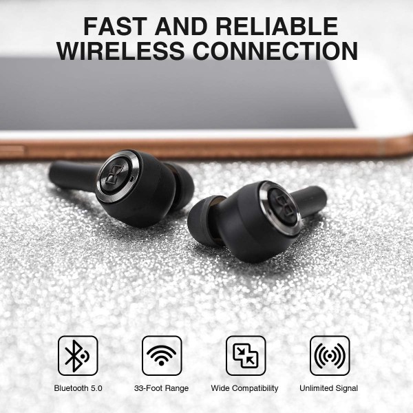 Monster MH21901 137146-00 Clarity 102 Bluetooth 헤드폰 인이어 헤드셋, 땀 방지, 발수, 프리 사이즈, 블랙