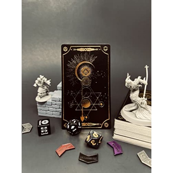 Citadel Black 탁상용 RPG 액세서리 카드 50장 세트 - D&D, 금박 주문 슬롯 추적기, 아이템 카드, 주문 카드, 빈 메모 카드, Dungeons and Dragons 5판 및 기타 탁상용 게임용