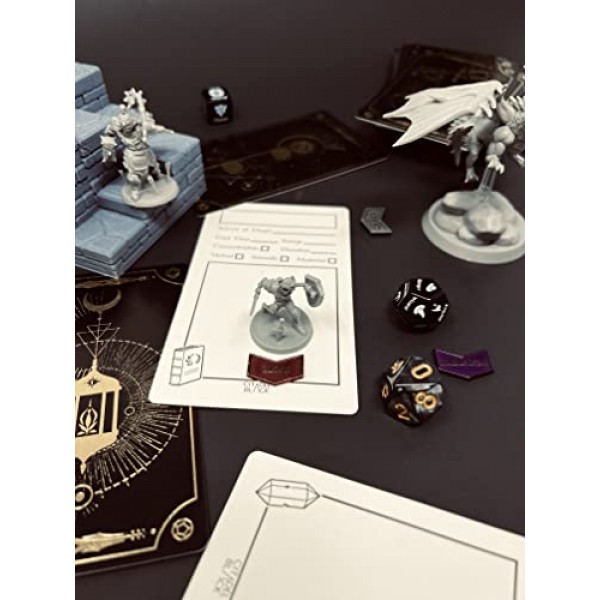 Citadel Black 탁상용 RPG 액세서리 카드 50장 세트 - D&D, 금박 주문 슬롯 추적기, 아이템 카드, 주문 카드, 빈 메모 카드, Dungeons and Dragons 5판 및 기타 탁상용 게임용
