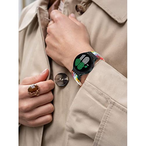 Samsung Galaxy Watch 6/5/4 40mm 44mm/Galaxy Watch 4/6 Classic 47mm 43mm 46mm 42mm/Watch 3 41mm/Active 2.6ST 20mm Samsung Watch 5 Pro용 브레이드 나일론 스포츠 시계 스트랩 45mm 밴드