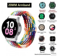 Samsung Galaxy Watch 6/5/4 40mm 44mm/Galaxy Watch 4/6 Classic 47mm 43mm 46mm 42mm/Watch 3 41mm/Active 2.6ST 20mm Samsung Watch 5 Pro용 브레이드 나일론 스포츠 시계 스트랩 45mm 밴드