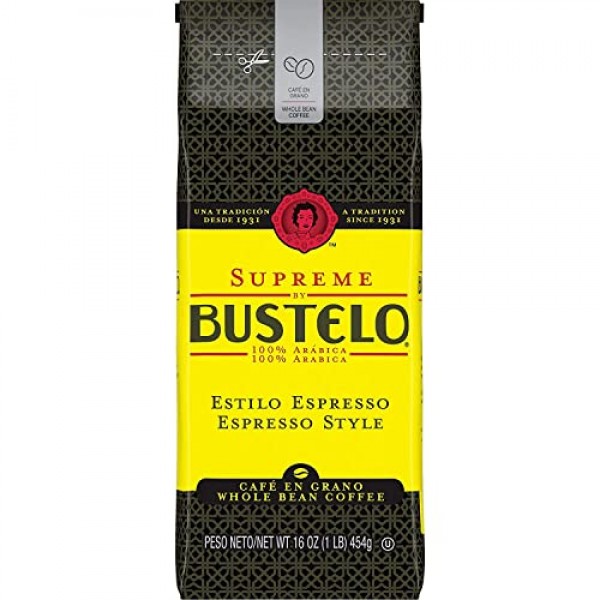 Supreme by Bustelo Whole Bean Espresso 커피, 16온스 백(1파운드)