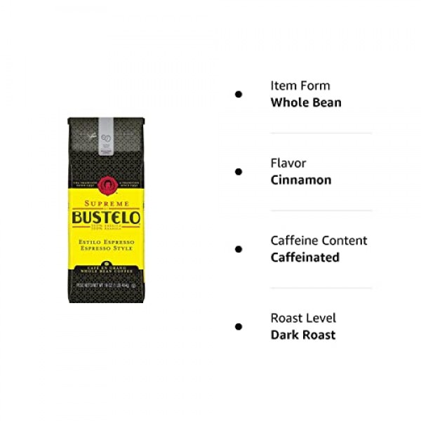 Supreme by Bustelo Whole Bean Espresso 커피, 16온스 백(1파운드)