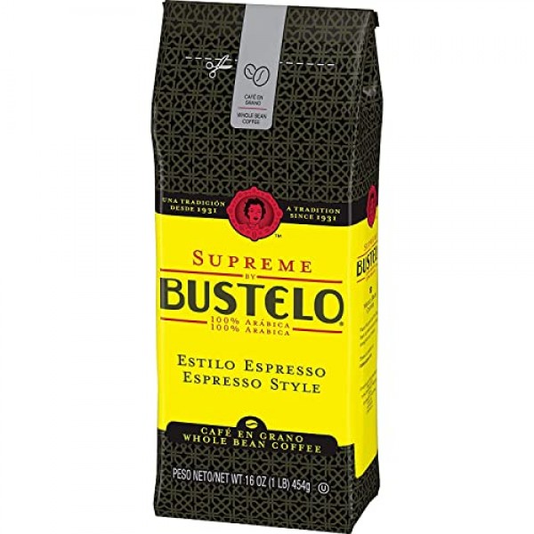 Supreme by Bustelo Whole Bean Espresso 커피, 16온스 백(1파운드)