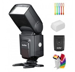 Godox 무선 433MHz GN33 카메라 플래시 스피드라이트, RT 송신기가 내장된 수신기 내장, Canon Nikon과 호환 가능 Sony Olympus Pentax Fuji DSLR 카메라(디퓨저 + 필터 + USB LED 포함)