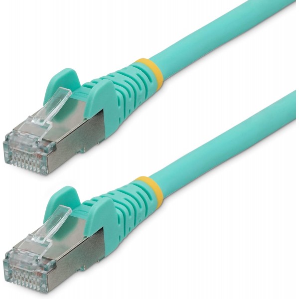 StarTech.com 3m CAT6a 이더넷 케이블 - LSZH(저연 무할로겐) - 10기가비트 500MHz 100W PoE RJ45 S/FTP 아쿠아 네트워크 패치 코드 Snagless w/Strain Relief(NLAQ-3M-CAT6A-PATCH)