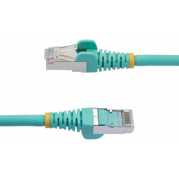 StarTech.com 3m CAT6a 이더넷 케이블 - LSZH(저연 무할로겐) - 10기가비트 500MHz 100W PoE RJ45 S/FTP 아쿠아 네트워크 패치 코드 Snagless w/Strain Relief(NLAQ-3M-CAT6A-PATCH)