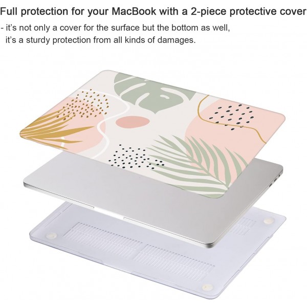 iCasso 케이스 MacBook Pro 13 인치 2020-2016 A2338 M1 A2251 A2289 A2159 A1989 A1706 A1708, 플라스틱 패턴 초박형 하드 쉘 보호용 스냅 케이스 및 키보드 보호기 및 화면 보호기-Morandi