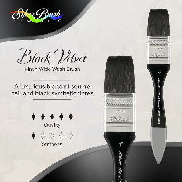 Silver Brush Limited 3014S1in - 대형 수채화 워시 브러시 - 블렌딩에 적합 - 짧은 핸들 - 크기 1