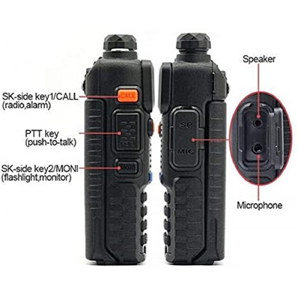Baofeng UV-5R 양방향 라디오 듀얼 밴드 144-148/420-450Mhz 워키토키 1800mAh 리튬 이온 배터리(검은색)