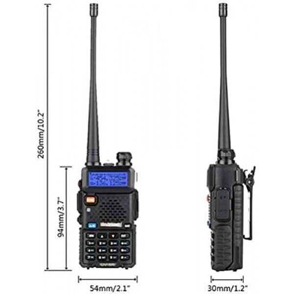 Baofeng UV-5R 양방향 라디오 듀얼 밴드 144-148/420-450Mhz 워키토키 1800mAh 리튬 이온 배터리(검은색)