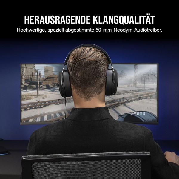 Corsair HS60 HAPTIC 스테레오 게임용 헤드셋 및 햅틱 베이스(택션 기술로 구동되는 햅틱 베이스, 메모리 폼 이어컵, 50mm 튜닝 네오디뮴 스피커 드라이버) Carbon HS60 HAPTIC 블