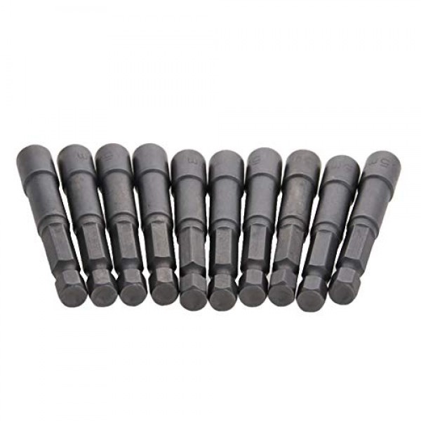 Utoolmart 1/4 퀵 체인지 육각 섕크 5.5mm 자기 너트 세터 드라이버 드릴 비트, 길이 65mm, 미터법 10개