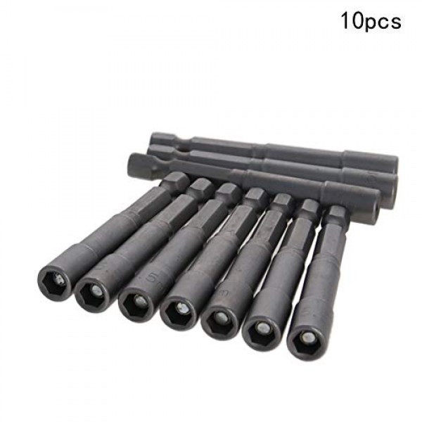 Utoolmart 1/4 퀵 체인지 육각 섕크 5.5mm 자기 너트 세터 드라이버 드릴 비트, 길이 65mm, 미터법 10개