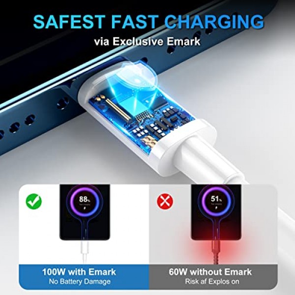 Durcord USB C-USB C 케이블, 2팩 3피트 100W USB C 충전기 유형 C-유형 C 케이블 고속 충전, USB C 코드 케이블 휴대폰 충전기 USB 유형 C 케이블 코드 iPhone 15 Pro Plust Max와 호환 가