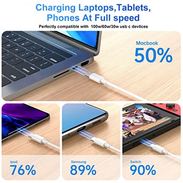Durcord USB C-USB C 케이블, 2팩 3피트 100W USB C 충전기 유형 C-유형 C 케이블 고속 충전, USB C 코드 케이블 휴대폰 충전기 USB 유형 C 케이블 코드 iPhone 15 Pro Plust Max와 호환 가