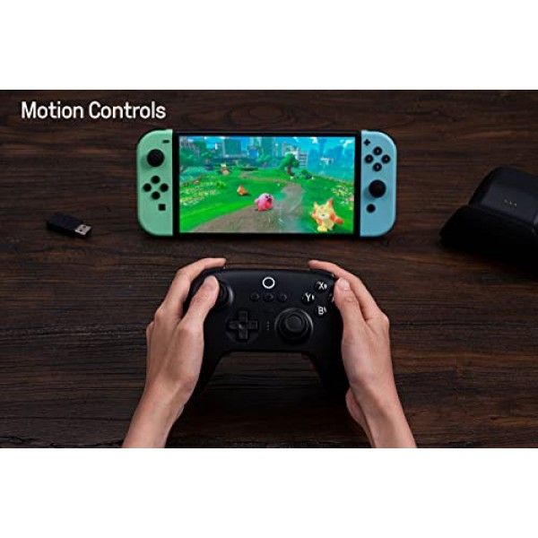 충전 도크가 포함된 8Bitdo Ultimate Bluetooth 컨트롤러, 뒤로 버튼이 포함된 2.4g 무선 프로 게임패드, 홀 조이스틱, 모션 컨트롤 및 스위치용 터보 기능, 스팀 데크 및 PC Windo
